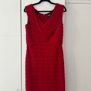 Adrianna Papell Vibrant Red Pleated Midi Dress